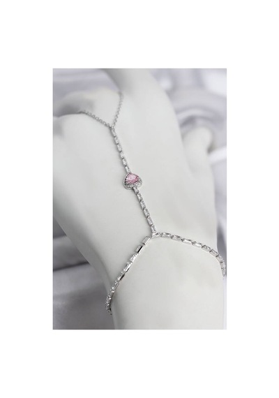 Gümüş Renk Pirinç Zirkon Taşlı Pembe Model Şahmeran Tj-sn772 Evimdeyokyok Gümüş Rengi