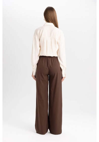DeFacto Wide Leg Geniş Paça Esnek Belli Bağcıklı Basic Düz Palazzo Pantolon C5628AX24AUBN540
