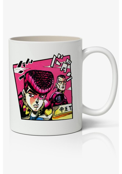 Jojo's Bizarre Adventure Josuke And Okuyasu Temalı Beyaz Kupa Bardak Arkadaşa Sevgiliye Hediye Beyaz