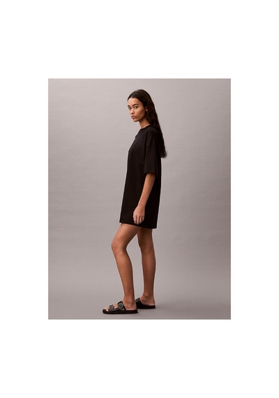 Calvin Klein Kadın Ss Oversize Woven Label T-shirt Elbise-16196 Siyah