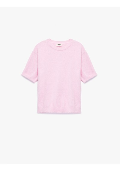 Koton Kısa Kollu Bisiklet Yaka Basic Triko Kazak Pembe 6wkg90108ht Gül