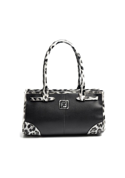 Silver Polo Sp1261 Kadın El Çantası Düz Siyah-leopar Gri
