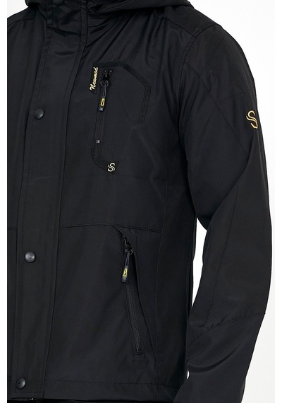 Sivaist Yeni Sezon Erkek Siyah Softshell Kapüşonlu Iç Cepli Mont