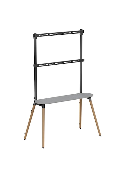 Raflı Şövalye Tipi Tv Standı 49-86 Inç Ahşap & Metal 50 Kg Taşıma Kapasiteli Yükseklik Ayarlı Ceviz