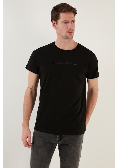 Buratti Pamuklu Slim Fit Bisiklet Yaka Erkek T Shirt 541Wind Siyah