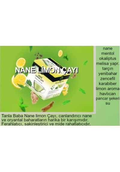 Sargılı Nane Limon Çayı 100Gr (20 adet) Doğal Bitkisel Glutensiz