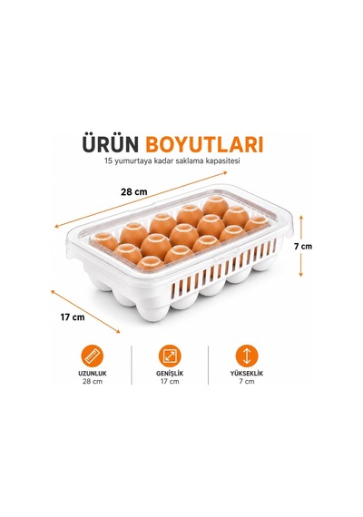 15 Gözlü Kilitli Yumurta Saklama Kabı Plastik Yumurta Taşıma Kutusu Kapaklı Şeffaf Buzdolabı Düzenleyici Bpa Free 15'li Yumurta Organizeri Çok Renkli