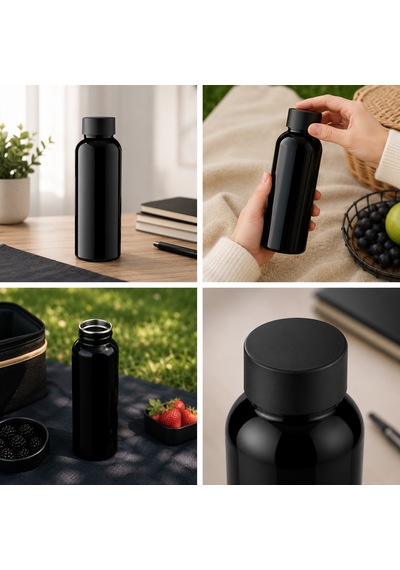 Mamawata Black Paslanmaz Çelik Matara 500 Ml Ultra Hafif Sızdırmaz Suluk Siyah