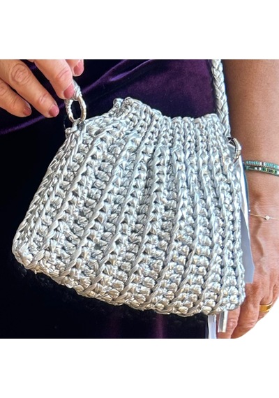 Anewday Atelier Silver İstiridye Örgü Omuz Çantası El Yapımı Abiye Ve Gece Çantası