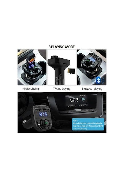 Araç Fm Transmitter Bluetooth Usb Mp3 Sd Kart Çakmaklık Girişli