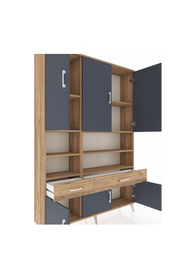 Arges Dolap 8 Raflı 2 Çekmeceli 6 Kapaklı 132x30x195 Çam-antrasit/çam Antrasıt/atlas Çam Arges Dolap 8 Raflı 2 Çekmeceli 6 Kapaklı 132x30x195 Çam-antrasit/çam Antrasıt/atlas Çam