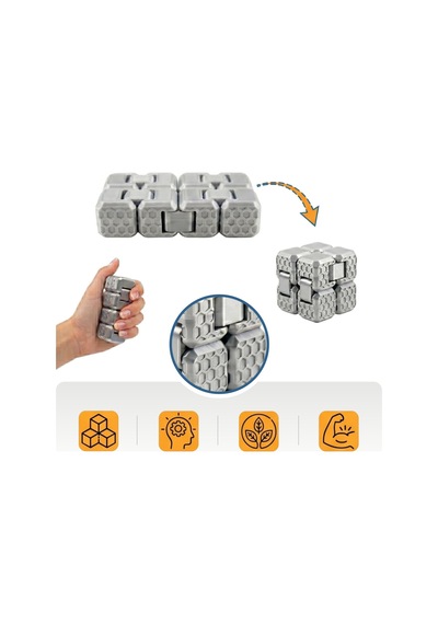Fidget Cube Küpü - Silver - 6 Fonksiyonlu Odaklanma Ve Zihin Egzersizi