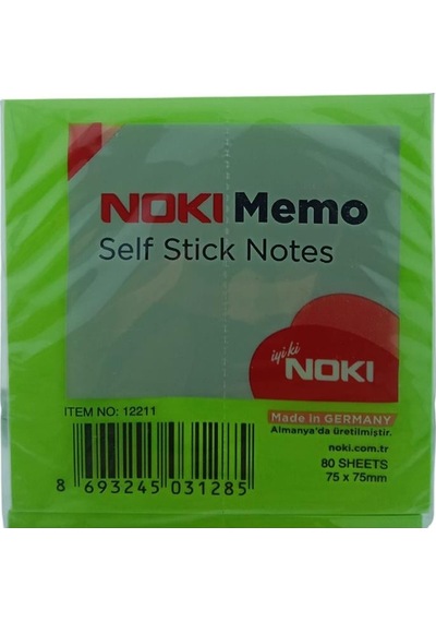Noki Post-it Memo 75x75 Mm Yeşil Yapışkanlı Not Kağıdı