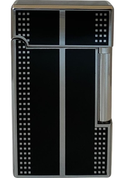 Siyah Gümüş Desenli Tek Torch Pürmüz Puro Çakmağı - Tr6685
