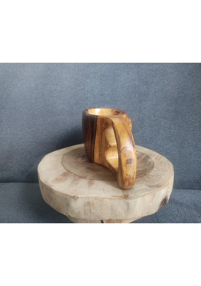 Kuksa Ceviz Ağacı Kalp Kabartmalı 190 Ml Çok Renkli