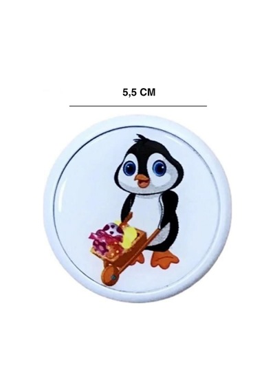 Penguen Çocuk Odası Mobilya Kulbu - 55 MM - Abs Plastik Tekli Düğme Dolap ve Çekmece Kulpu Çok Renkli