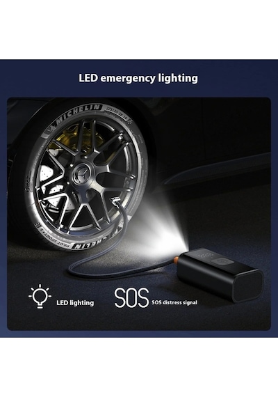4500mah Şarjlı Led Işıklı 150psı Lcd Ekranlı Araç Motor Bisiklet Motosiklet Top Şişirme Kompresörü