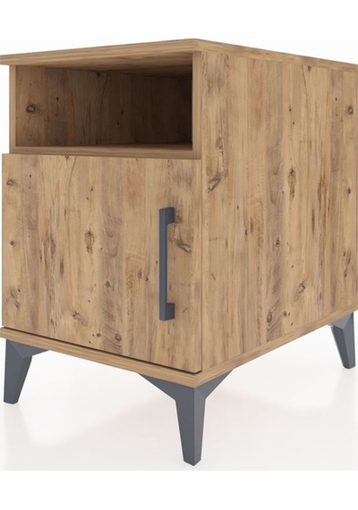 Kronos Komodin 2 Raflı Tek Kapaklı 44x59x64 Çam-çam Çam