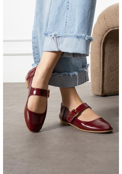 Shoetek Hanna Kadın Babet Bantlı Tokalı Bordo Deri Bordo Cilt Bordo Shoetek Hanna Kadın Babet Bantlı Tokalı Bordo Deri Bordo Cilt Bordo