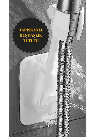 Duş Başlık Tutucu, Yapışkanlı Duş Başlıkğı Tutucu,banyo Aksesuvar, Karavan Duş Başlığı Tutucu Beyaz Diğer