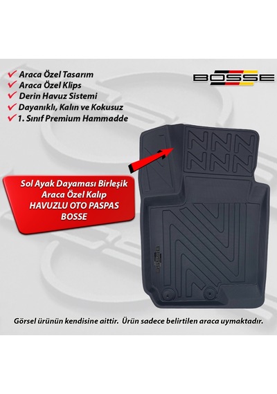 Hyundai i20 Paspas Araca Özel 2014 2019 BOSSE 3D Havuzlu Oto Paspas Paspas