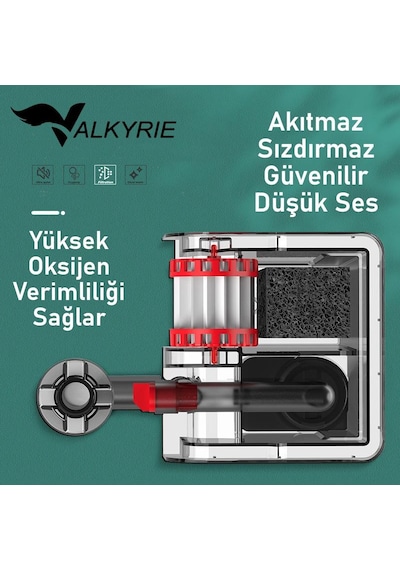 Valkyrie Akvaryum Askılı Şelale Filtre 3w 250 L/h Sessiz Çalışma Yüzey Temizleyici Sünger Filtreli
