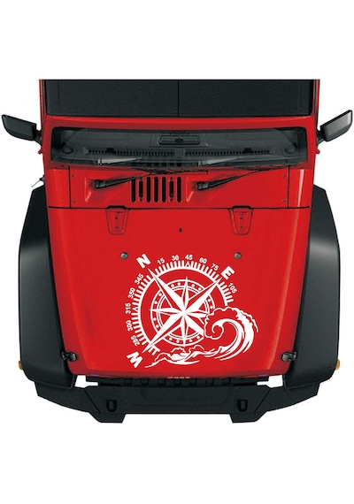 Pusula Ve Dalga Sticker - 4x4 Off Road Adventure Kamp Sticker - Araba Oto Karavan Motosiklet Sticker - 00067 30x26 Cm