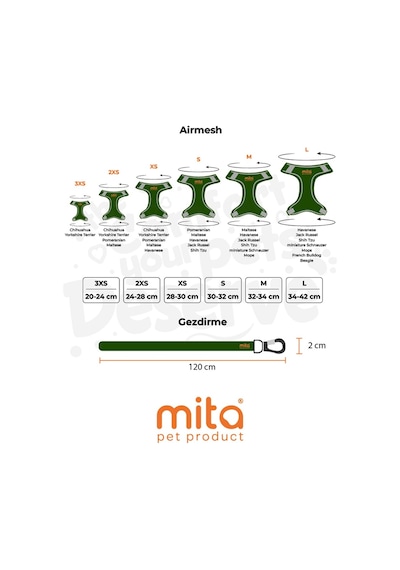 Mita Air Mesh Kedi Köpek Göğüs Tasması Çift Reflektörlü, Terletmeyen Benetton