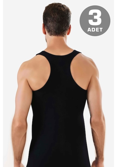 Arma Yıldız Erkek Pamuklu Sporcu Rambo Atlet Siyah 3'lü Paket Siyah