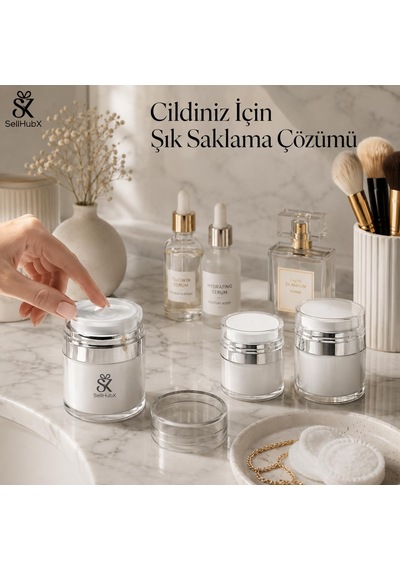 Airless Vakumlu Krem Kavanozu 3'lü Set 15 Ml + 30 Ml + 50 Ml - Havasız Pompalı Yeniden Doldurulabilir Kozmetik Krem Kutusu, Seyahat Boy Serum, Losyon, Fondöten Ve Bb Cream Saklama Kabı Çok Renkli