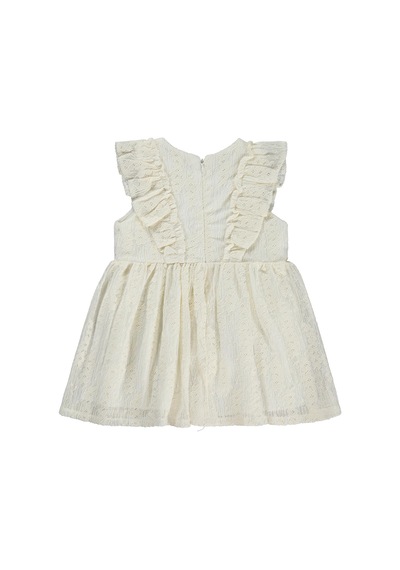 Civil Baby Dantel Bel Fiyonklu 6-18 Ay Elbise - Ekru
