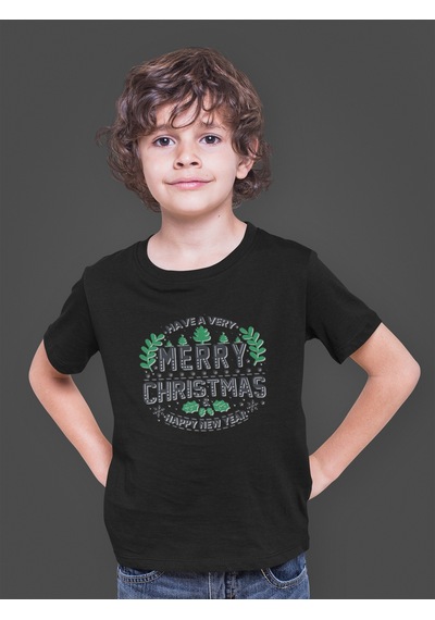 Bumeta Have A Very Merry Christmas Green Çocuk Tişört T-shirt Siyah
