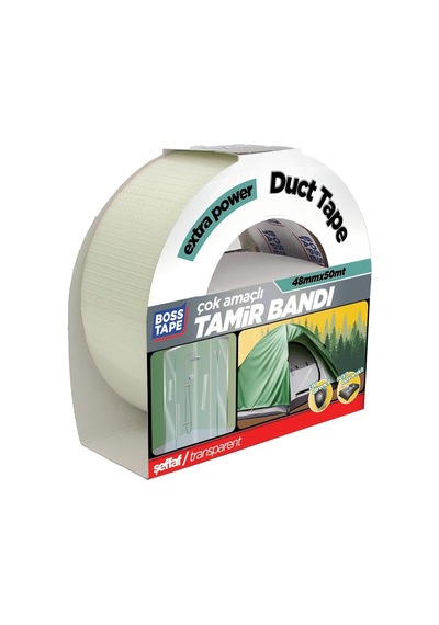 Boss Tape Seffaf Duct Onarim Bandi, 48 Mm X 50 M, Seffaf