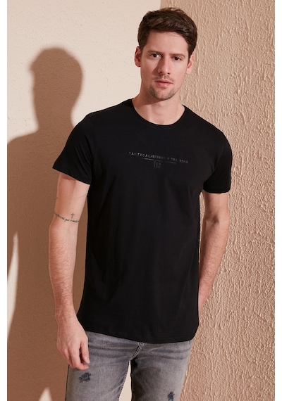 Buratti Pamuklu Slim Fit Bisiklet Yaka Erkek T Shirt 541Tactical Siyah