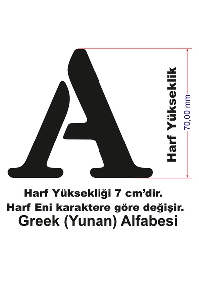 Stencil Harf Boyama Şablonu X034-greek Alfabesi Harf Yüksekliği 7 Cm
