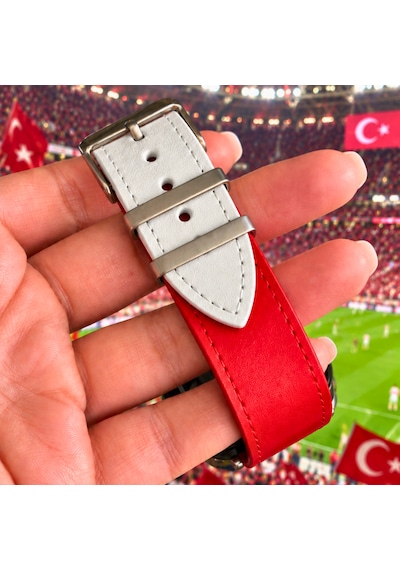 Apple Watch Uyumlu İnce Çift Kat Gerçek Deri Kordon Metal Köprülü