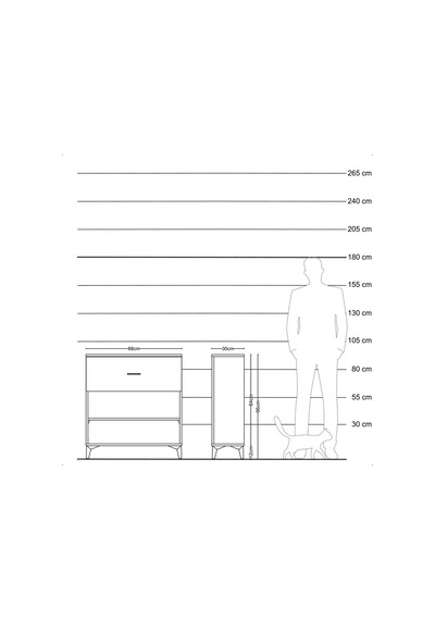 Arges Şifonyer Tek Raflı Tek Çekmeceli 88x30x96 Aytaşı-antrasit Aytaşı
