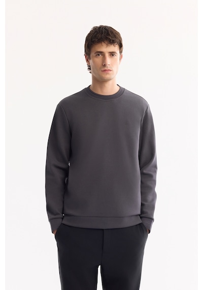 Avva Erkek Antrasit Bisiklet Yaka Pamuklu Bi-stretch Regular Fit Sweatshirt A52y1271