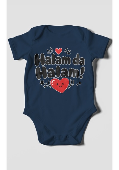 Morivokids Halam Da Halam Kısa Kollu Bebek Body %100 Pamuk Lacivert