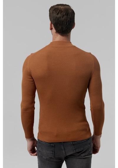 Twn Slim Fit Findik Kahve Rib Örgü Kazak 5ec0606317701 Fk1