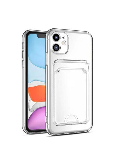 Apple Uyumlu iPhone 11 Kılıf Kartlıklı Şeffaf Zore Setra Clear Silikon Kapak