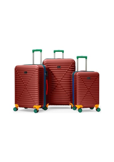 3'lü Valiz Seti %100 Polikarbon Valiz 4x2 Teker Bordo 1088 Bordo