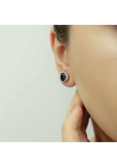 Lova Pırlantalı Oval Safir Anturaj Küpe -  3050007