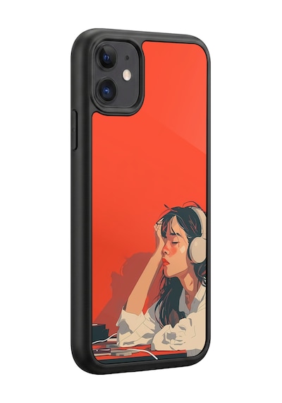 İphone 11 Uyumlu Kulaklık Desenli Kamera Korumalı Darbelere Dayanıklı Kılıf 1214-kulaklık-iphone11