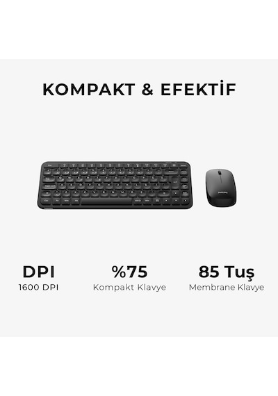 Philips SPT6338 Kablosuz Türkçe Q Klavye ve Mouse Seti