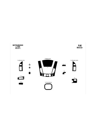 Mitsubishi L200 4x2 Torpido Kaplama 2007 14 Parça Piano Black