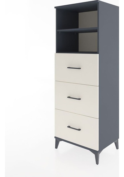 Hyperion Dolap 2 Raflı 3 Çekmeceli 60x44x163 Antrasit-aytaşı Antrasit