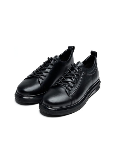Derinet Günlük Hakiki Deri Erkek Sneaker Siyah Siyah