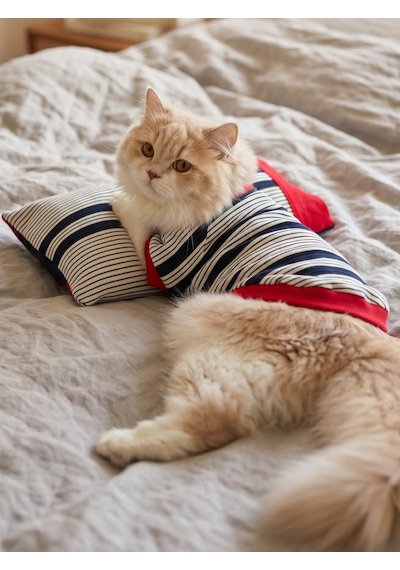Bubbles Pastel Kedi Uyku Takımı Mini Yastıklı Şeker Renkli Yazlık Kedi Pijama Seti