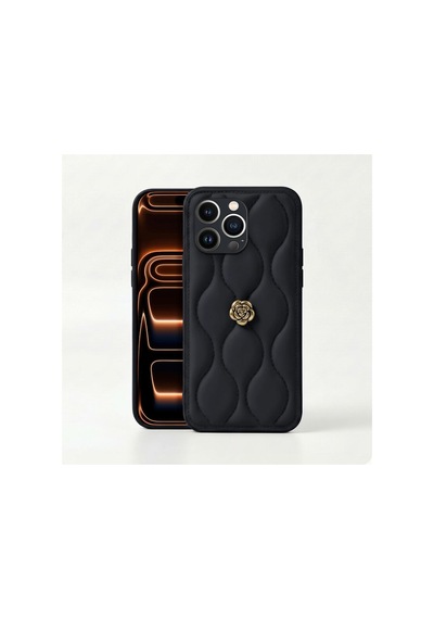 Apple İphone 15 Pro Uyumlu Kılıf Zebana Camellia Deri Kılıf Siyah